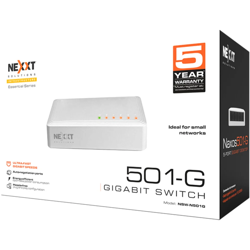 Imagen 4 de Switch Nexxt NSW-N501G, 5 Puertos Gigabit Ethernet 1Gbps 110/220V