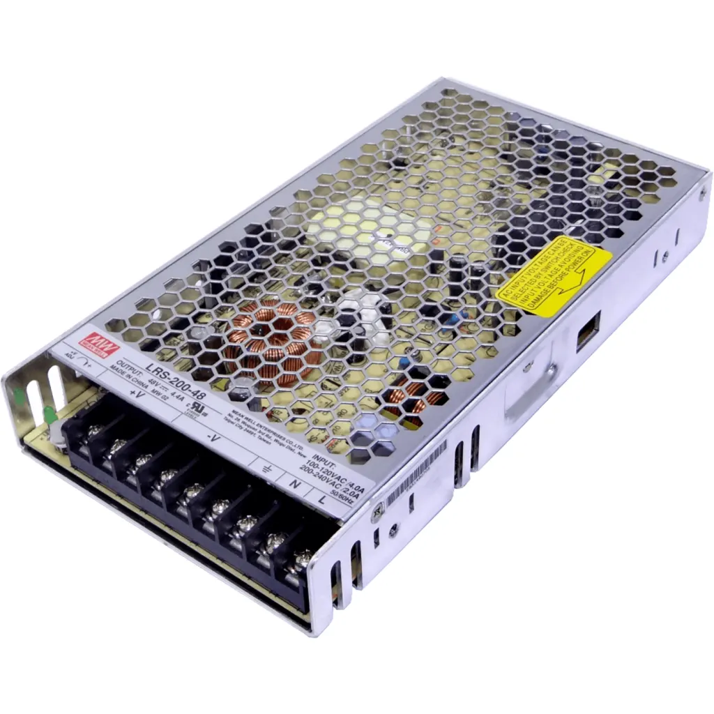 Imagen 1 de MEANWELL 211W 48V 4,4A Ajust. Metalica Regleta Fuente Poder s/Vent.