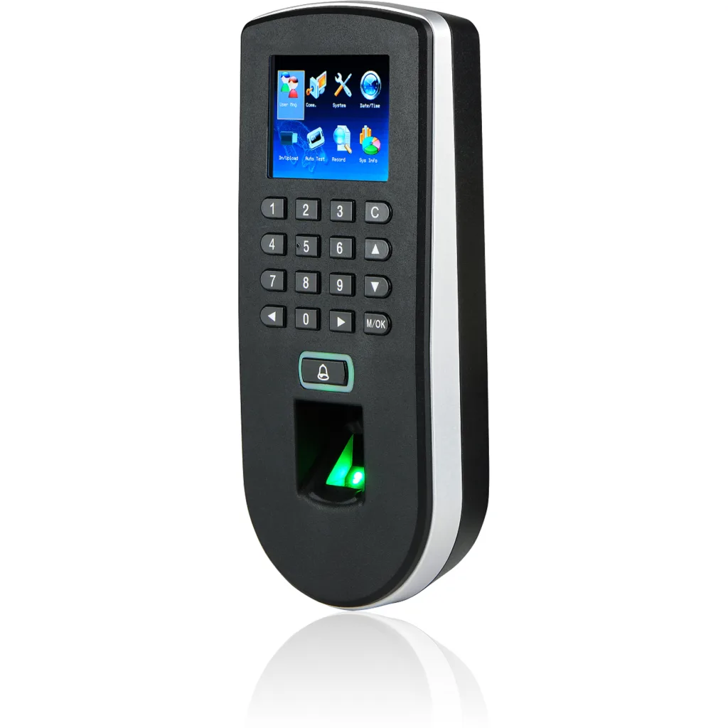 F19. Terminal de control de acceso standalone con pantalla. huella/clave/tarjeta id. uso interior.