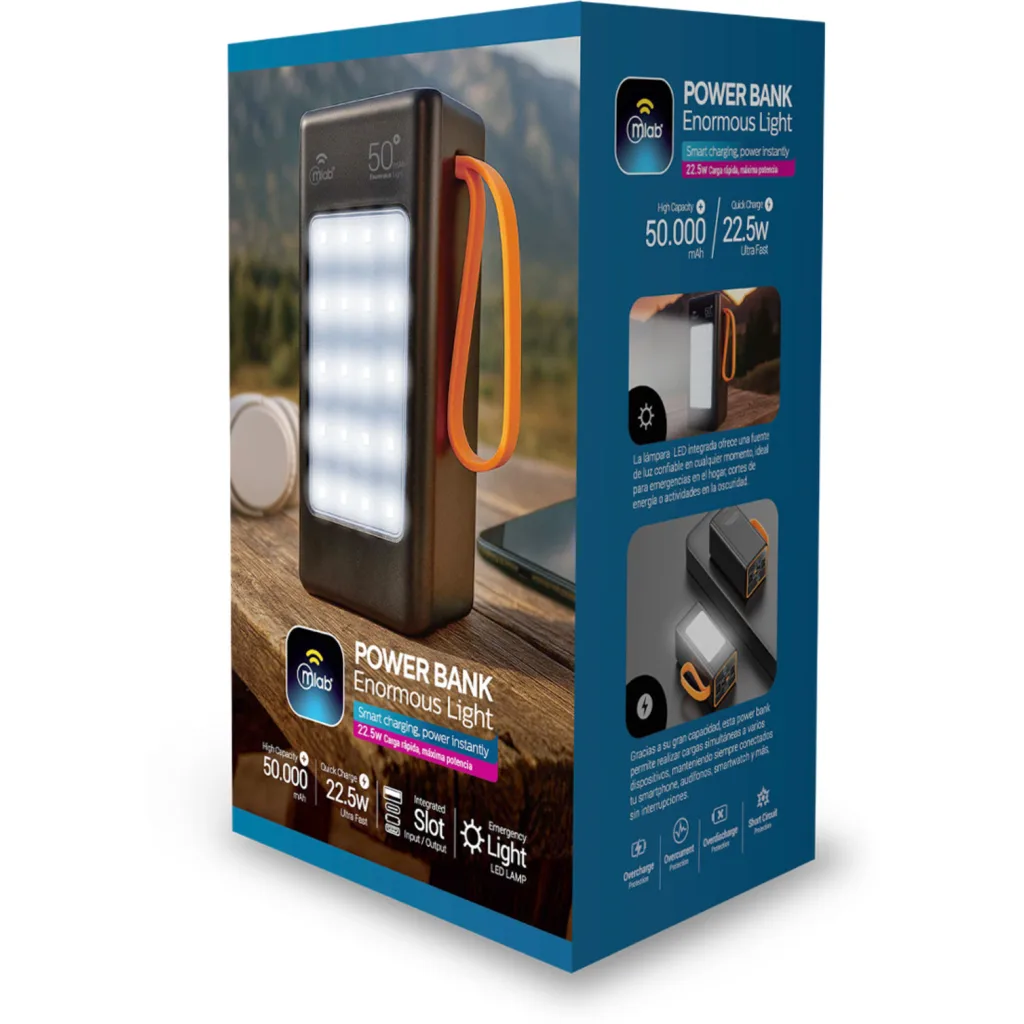 Imagen 2 de MLAB POWERBANK RAPIDO 50.000mAh / 22.5W CARGADOR PORTATIL ENORMOUS ENERGY LIGHT 