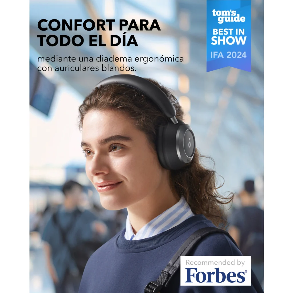 Imagen 6 de Audífonos Inalámbricos SoundCore Space One Alta Resolución BT LDAC Color Negro