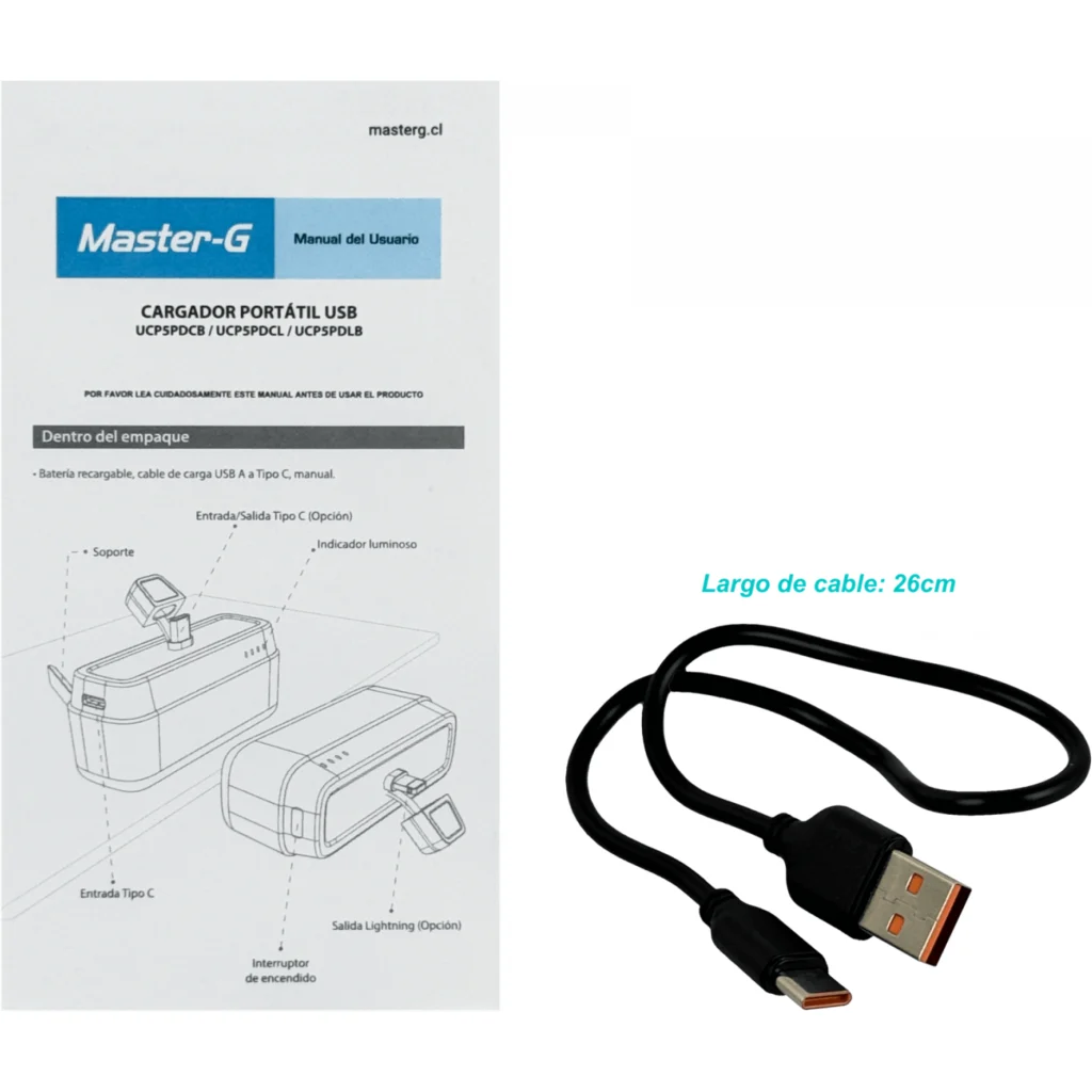 Imagen 0 de MASTER-G Cargador Base Tipo-C 20W 5000mAh in:5/9/12V ou:5/9/12V