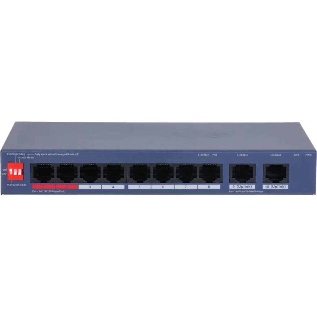 DH-CS4010-8ET2GT-110. Switch Cloud Dahua 8 Puertos Poe 110W 100Mbps 2x1Gbps Uplink Desktop