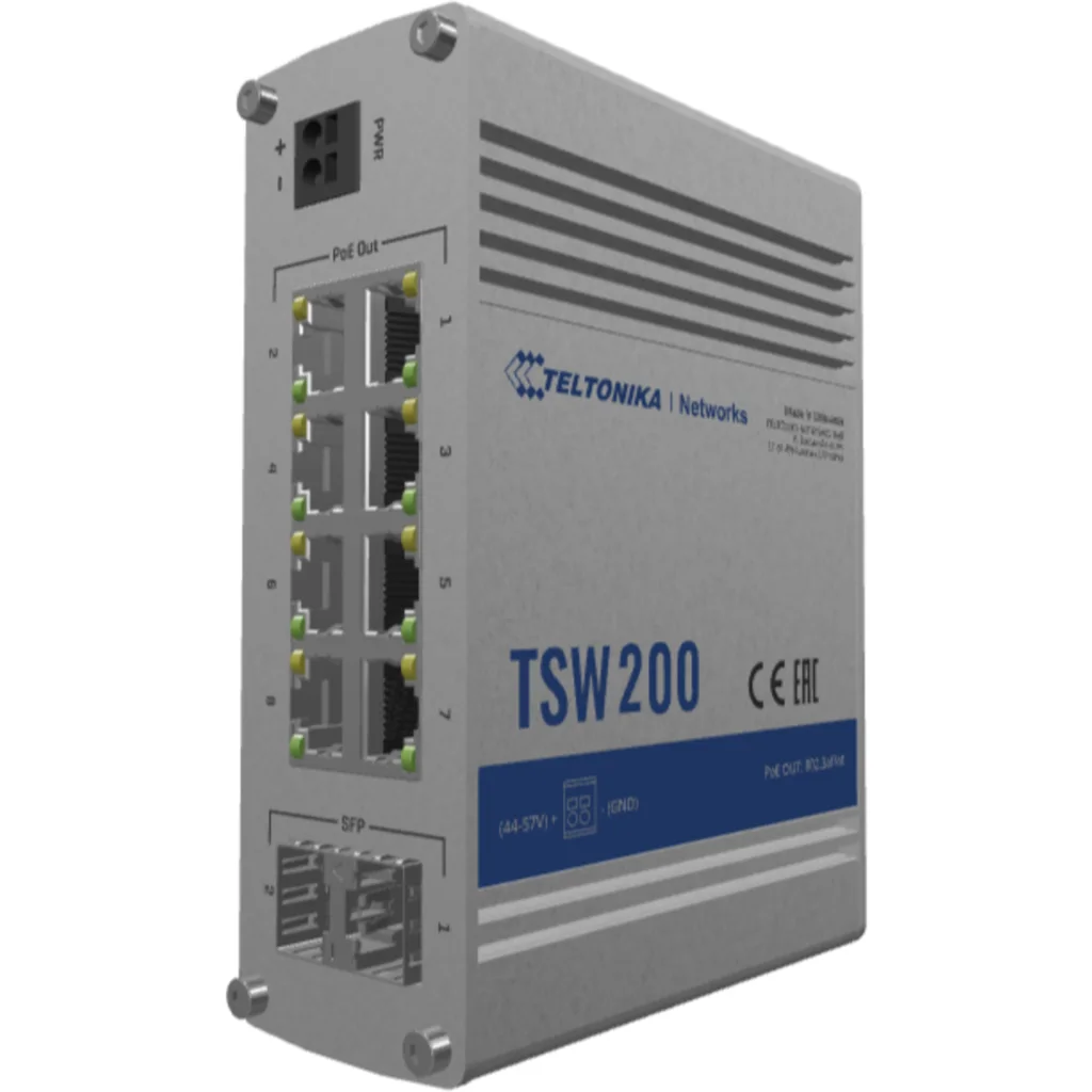 Imagen 2 de Switch Industrial Teltonika TSW200, 8xLAN, PoE1-8 10/100/1000Mbps, 2xSFP