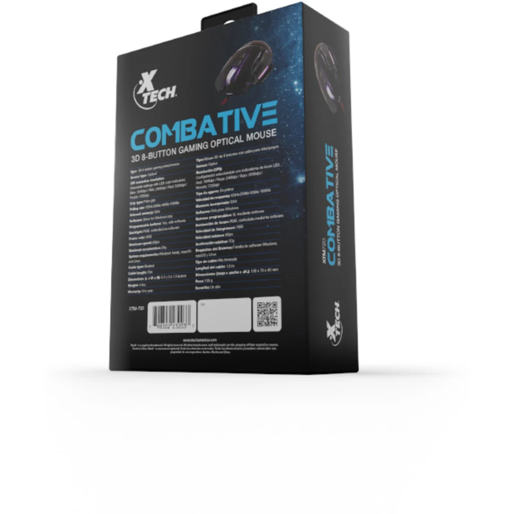 Imagen 5 de Mouse Gamer Xtech 3D 8 Botones Alámbrico USB con Resolución hasta 7200dpi LED 