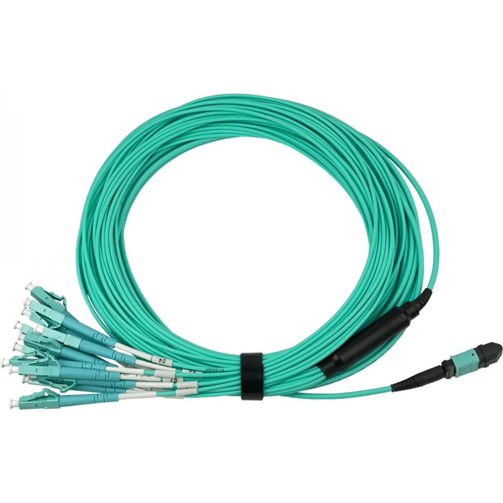 Imagen 3 de 6mt OM3 12-LC/1,5mt 1-MPO/4,5mt MultiModo MM Jumper Cable Fibra