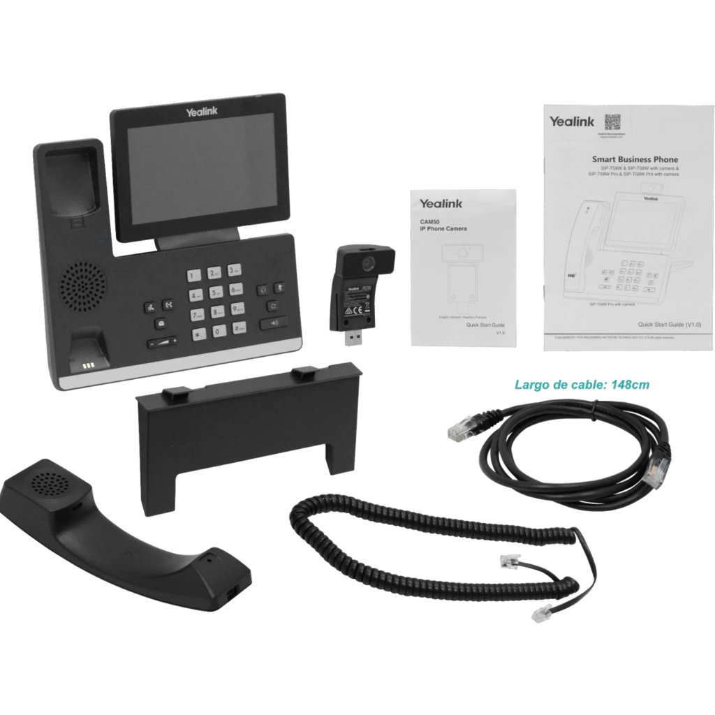 Imagen 3 de YEALINK 7p-Touch Android WiFi Camara 2-1000 USB RJ9 TelefonoIP req-PoE
