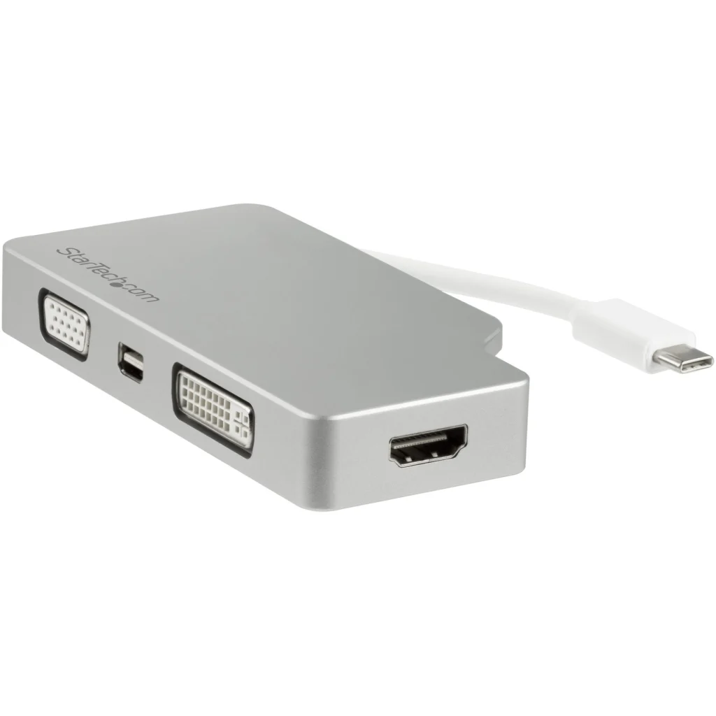 Adaptador de Video StarTech 4en1 USB-C a VGA DVI HDMI MiniDisplayPort 30Hz Plata