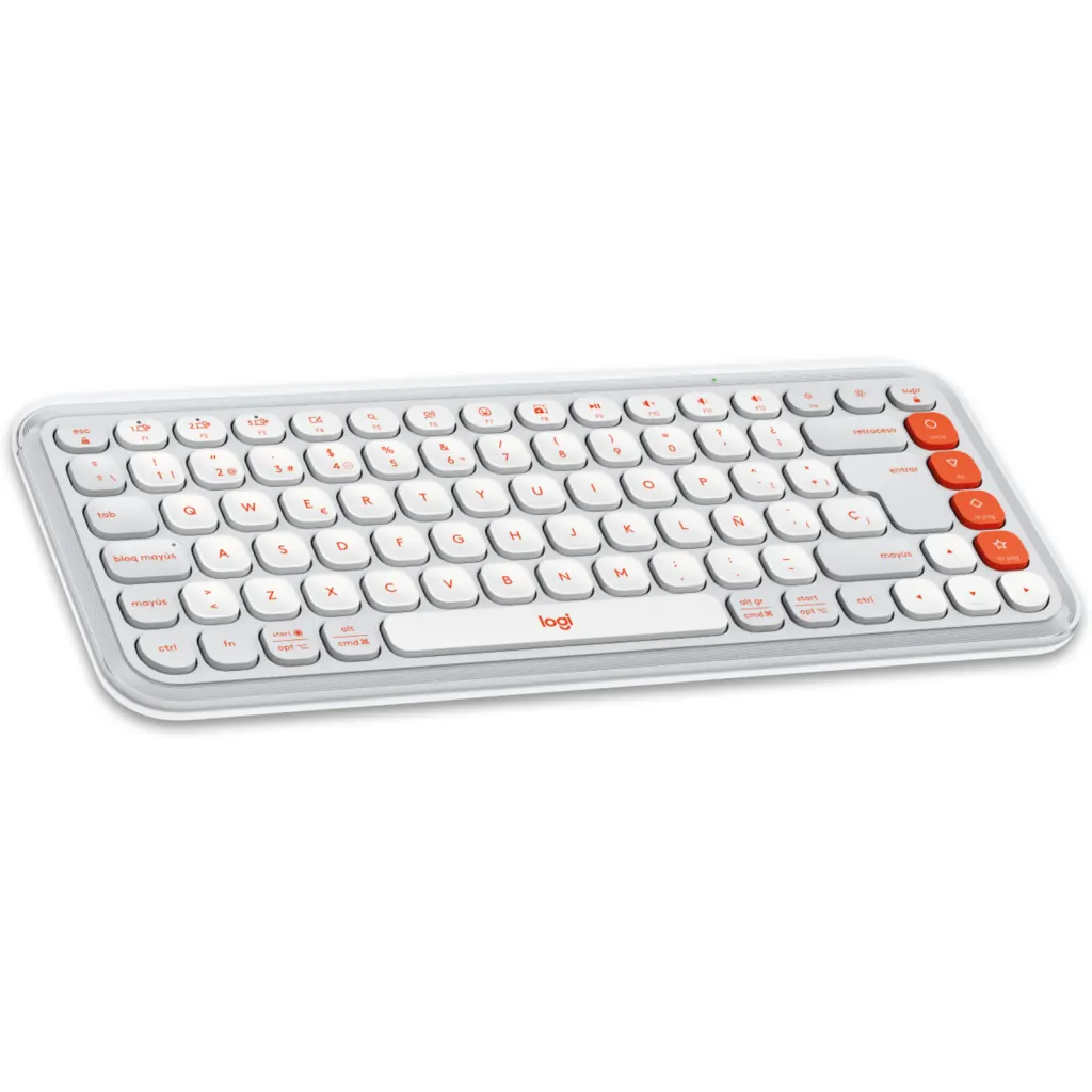 Imagen 2 de Kit Teclado Mouse Logitech Pop Icon Conectividad Inalámbrica BT Blanco/Naranja