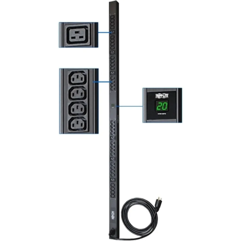 Imagen 3 de PDU Tripplite Vert 32(C13) 6(C19) Cable 3Mt Med Digit 3.8KW 16A