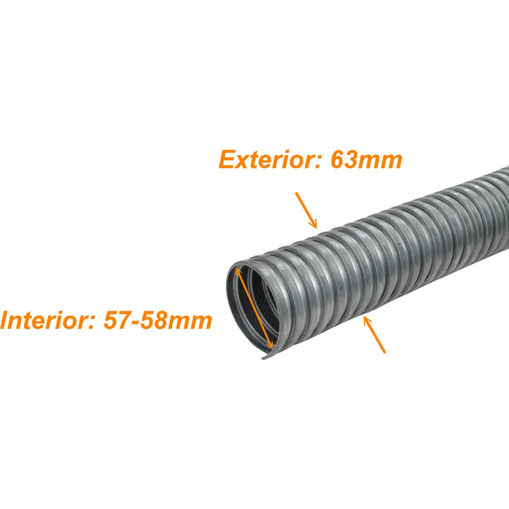 Solo-Metal 63mm Rollo-20mts Conduit Flexible Diametros ext/int 63/57mm