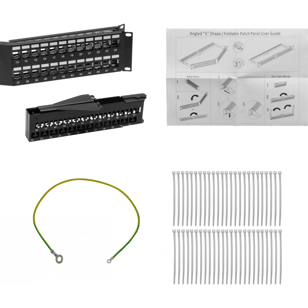 LINKMADE Metal 48-Keystone Angular PatchPanel 2U Vacio Unloaded