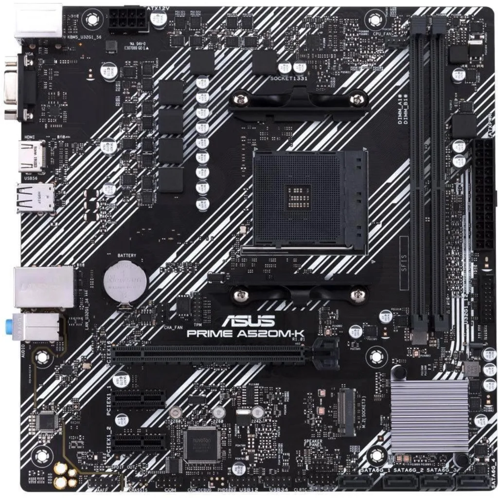 Imagen 2 de Tarjeta Madre Asus PRIME A520M-K AMD Ryzen AM4 2*DDR4 M.2 HDMI VGA USB3.2 mATX