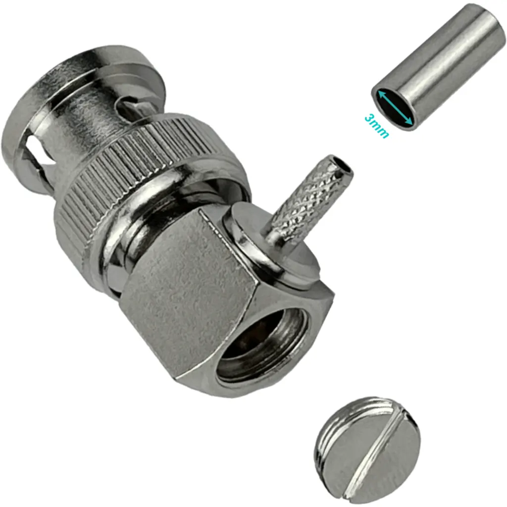 BNC-Macho 90-Grados RG316 Conector Crimpeable CA100 RG174