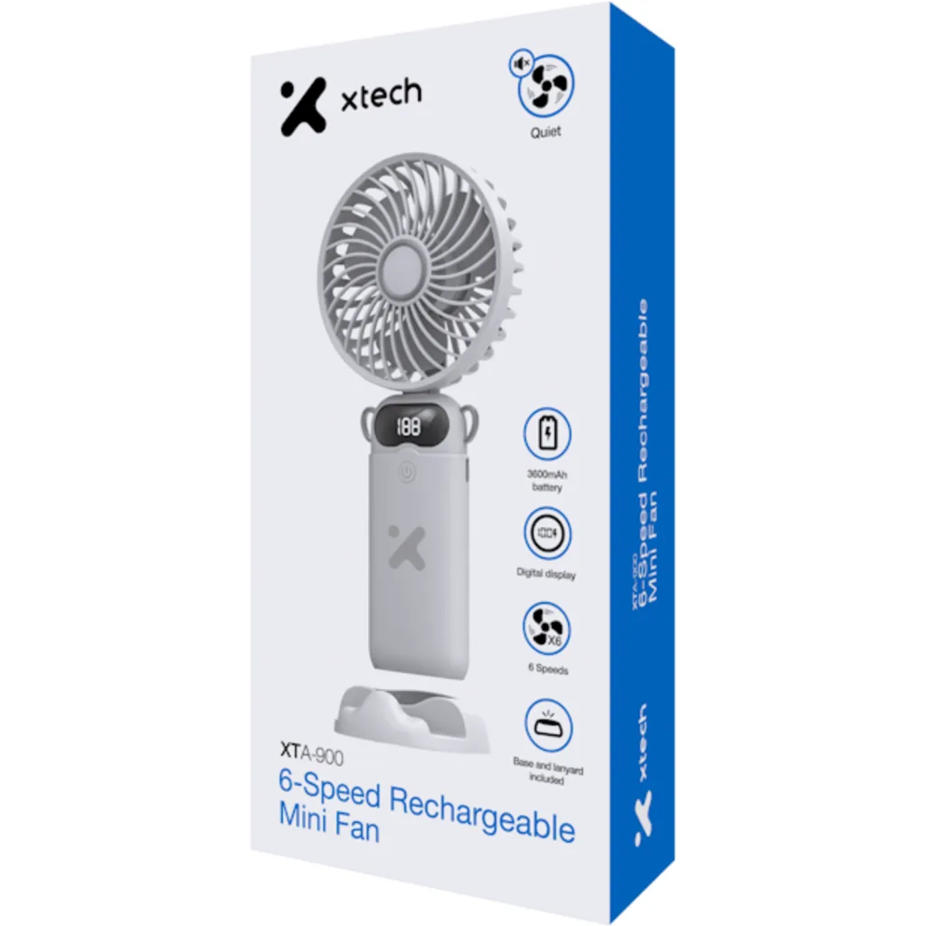 Imagen 8 de Xtech XTA-900 - Cooling fan - 6-Speed Rechargeable Mini Fan