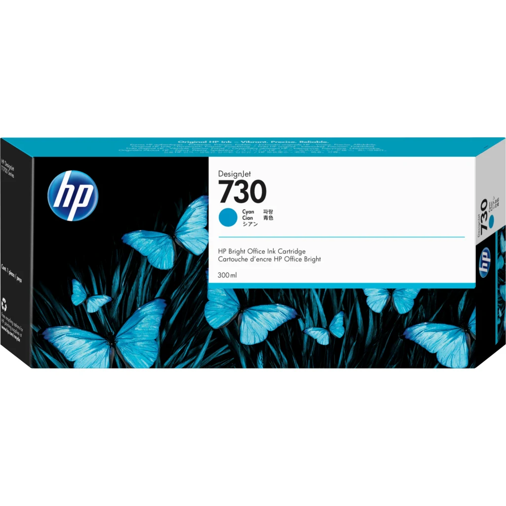 Imagen 1 de Cartridge HP 730 Cyan para Impr DesignJet Ink T1600/T2600/T1700, 300ml 
