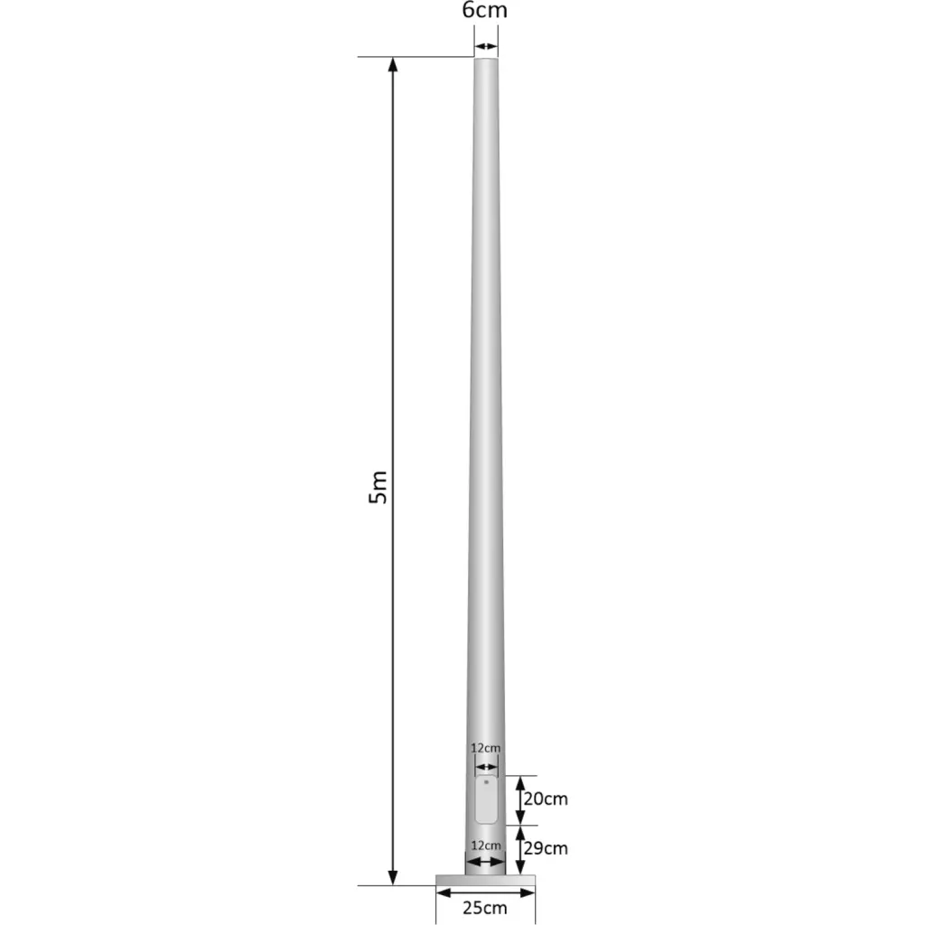 Imagen 1 de Poste Conico 5mt 3mm Base-250x250x12mm no-inc-Canastillo Cono-120/60mm