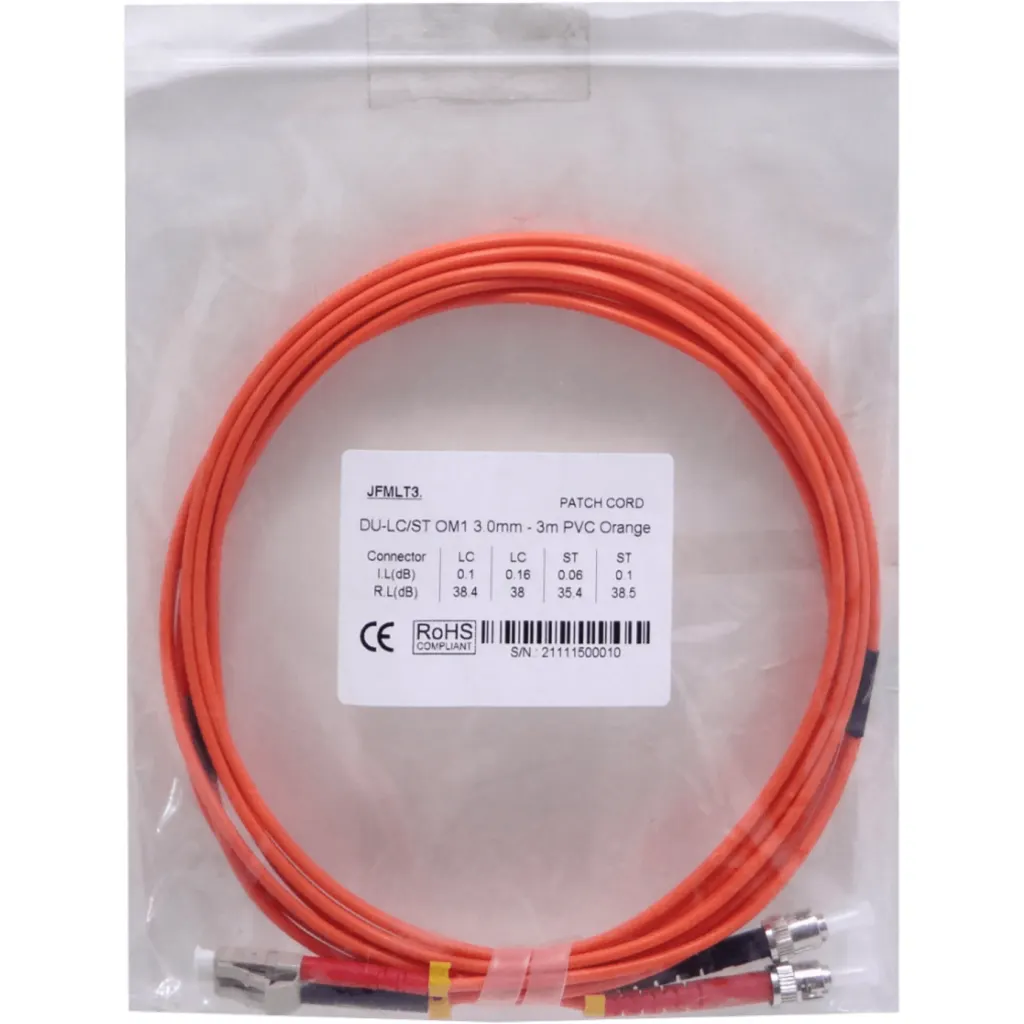 Imagen 2 de Jumper Fibra 62.5/125um 3mt LC-ST OM1 Multimodo MM Duplex