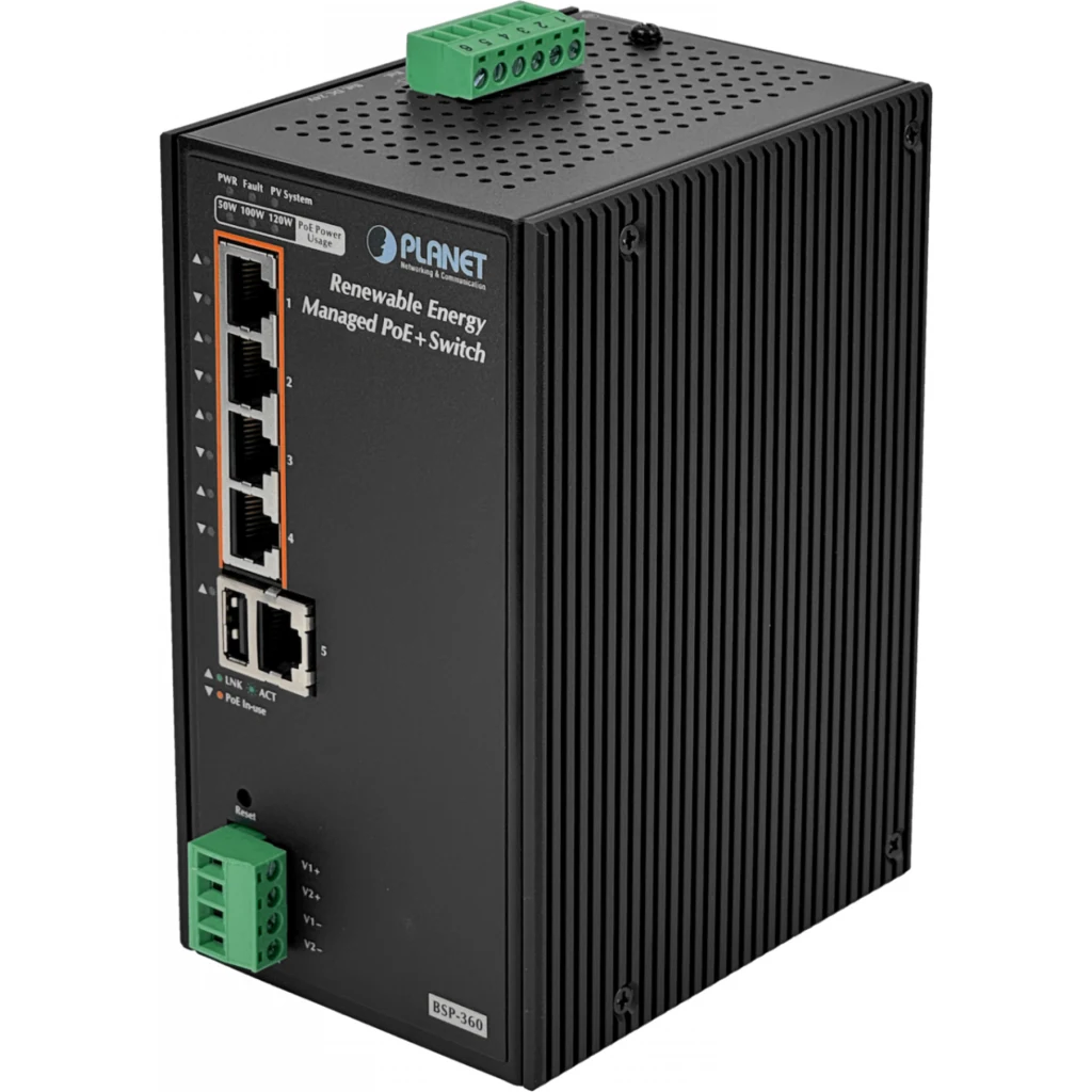 Imagen 5 de PLANET Switch Adm 5-1000-PoE+ CargaSolar PV24-45V/120W req-Bat24V Rdin