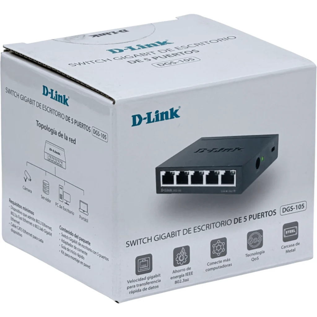 Imagen 3 de Switch D-Link DGS-105, 5 Puertos 10/100/1000Mbps Ideal para Gaming, Streaming 4K