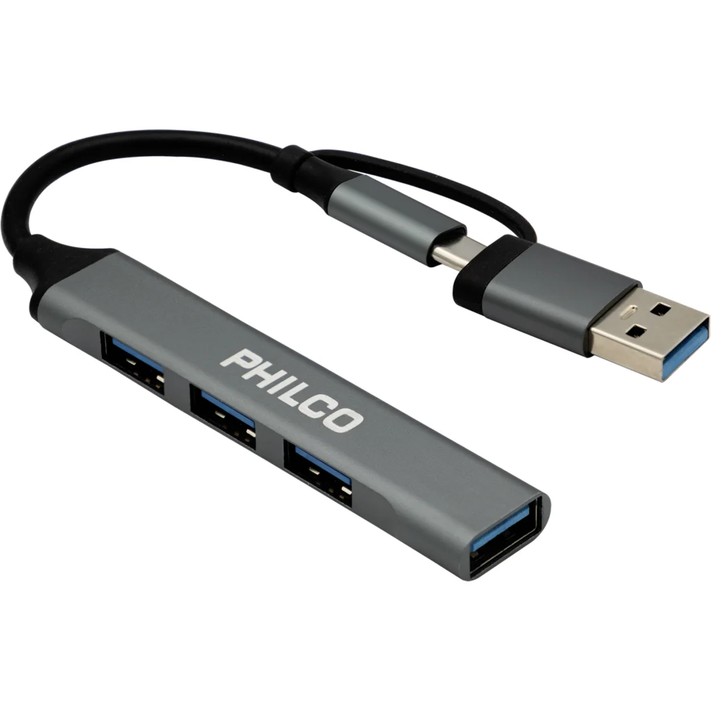 Imagen 1 de Adaptador HUB Philco USB-A c/adap Tipo-C a Puertos 3*USB-A2.0, USB-A3.0