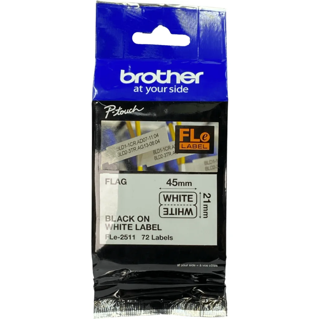 BROTHER Cinta Etiqueta Modo Bandera precortada Cables 72-etiq 21x45mm