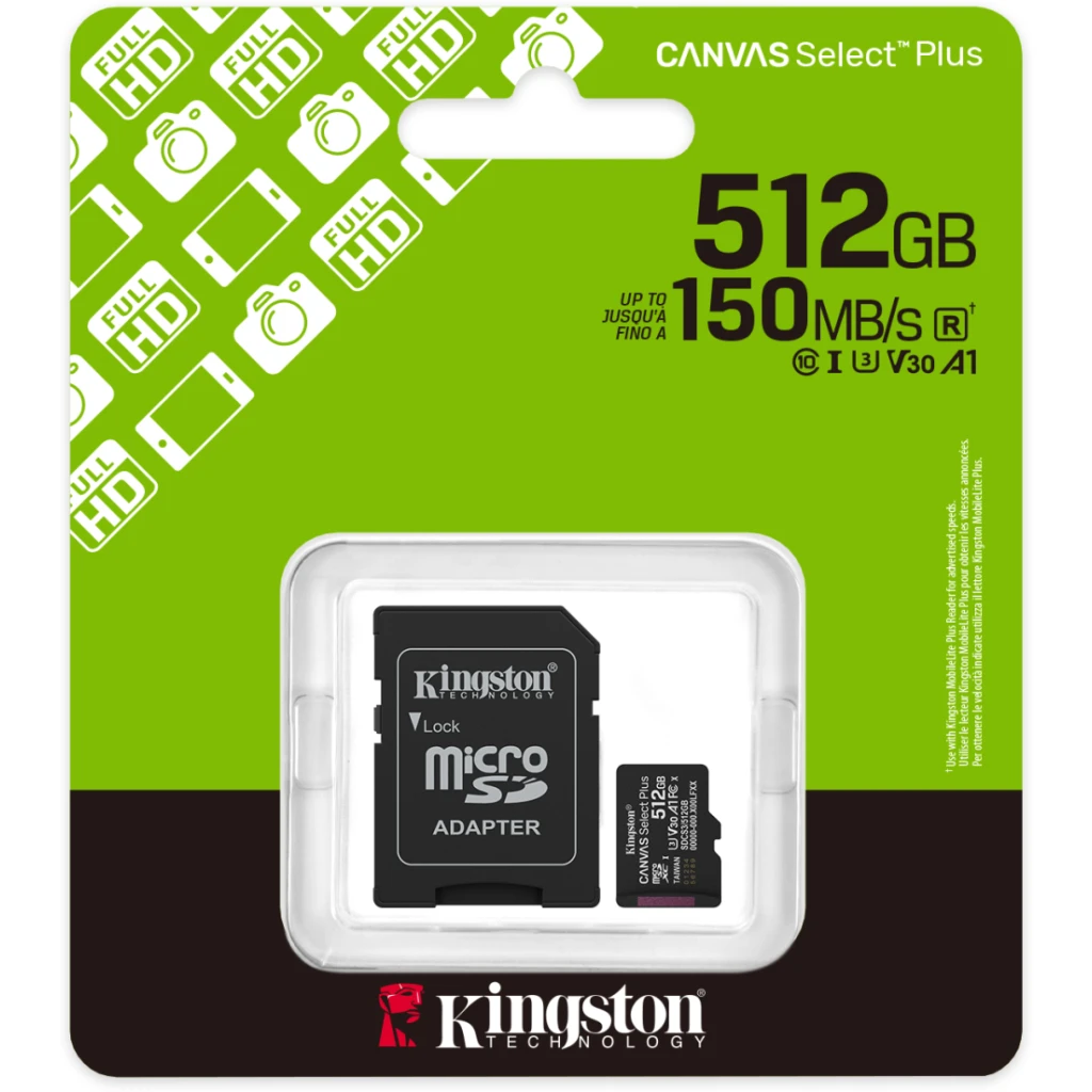Imagen 4 de Memoria microSDXC 512GB Kingston Canvas Select Plus Clase 10 A1 Lec150MB/s