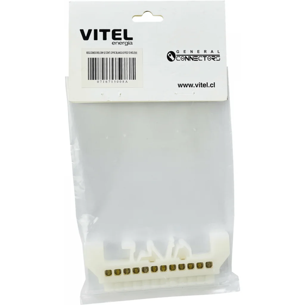 Imagen 3 de Regleta Blanco 12-Conexiones 4mm Riel Din Distribucion Electrica