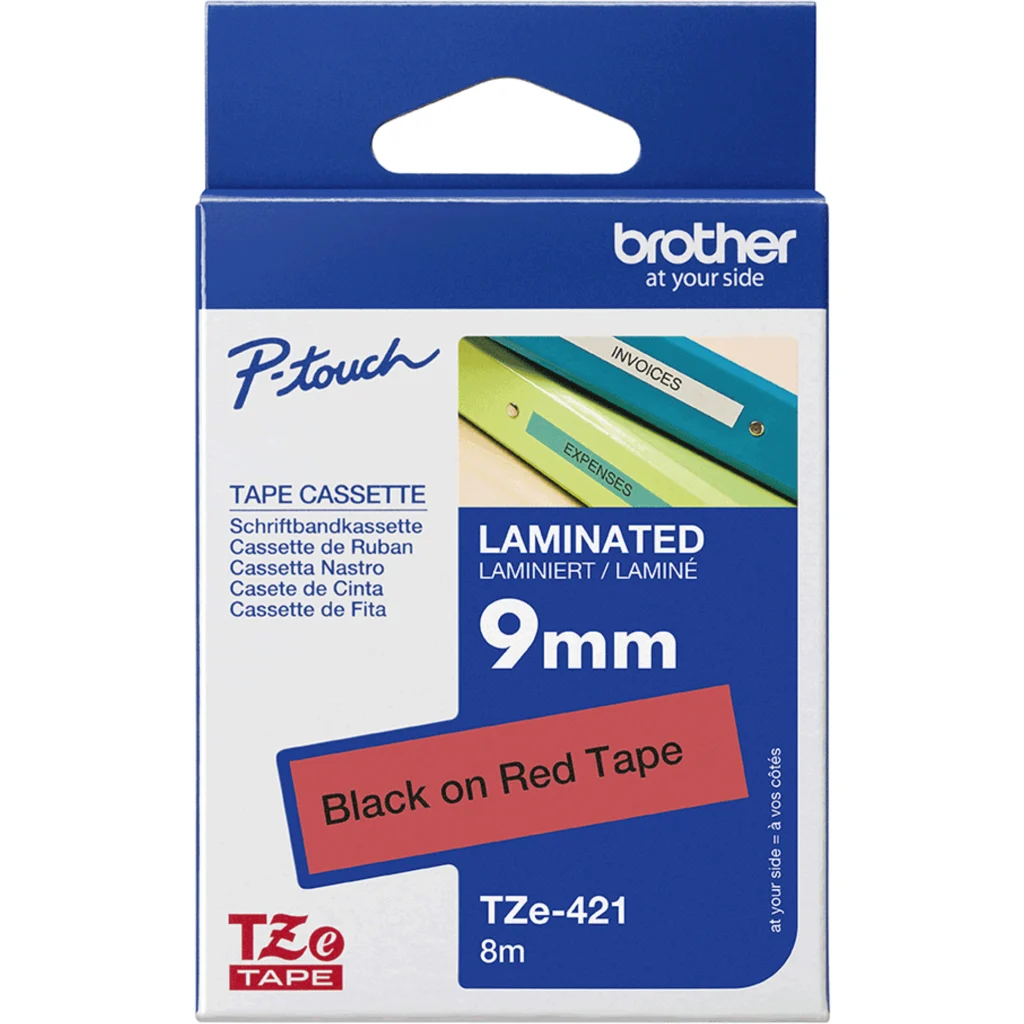Imagen 2 de BROTHER CINTA TZE421 STD NEGRO SOBRE ROJO 9 MM