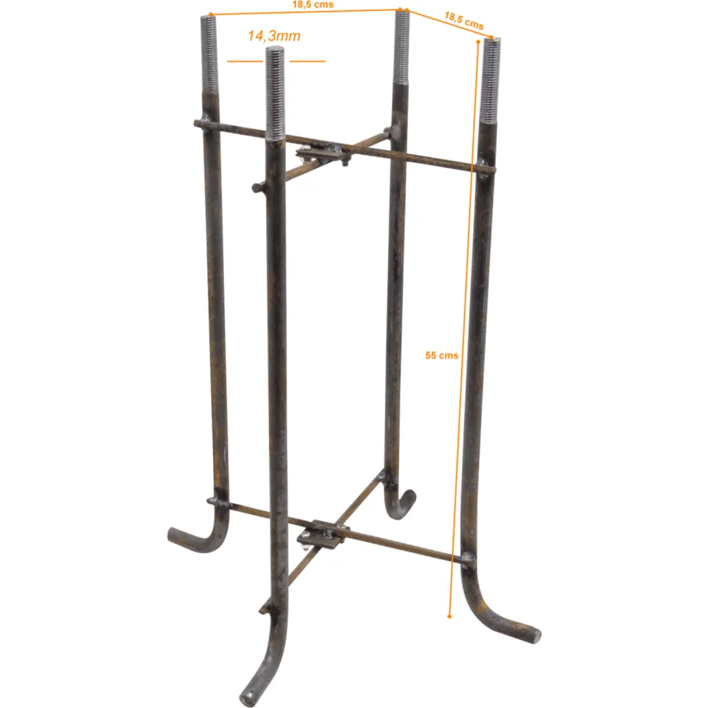 Alt-550mm 185x185mm Canastillo Fierro ObraCivil Base p/POSTEC-7M/6M