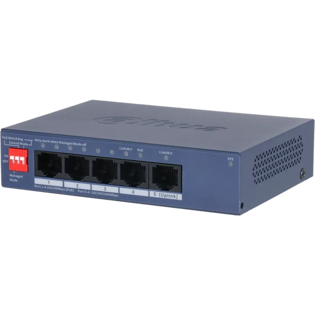 Switch PoE Dahua DH-CS4005-4ET1GT-36 5 Puertos Cloud Managed 36W VLAN