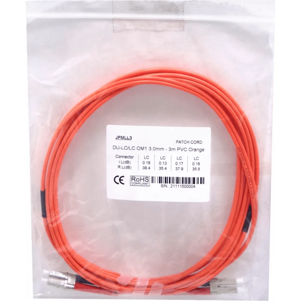 Imagen 1 de 3mt LC-LC OM1 MultiModo MM Duplex Jumper Fibra 62.5/125um LSZH