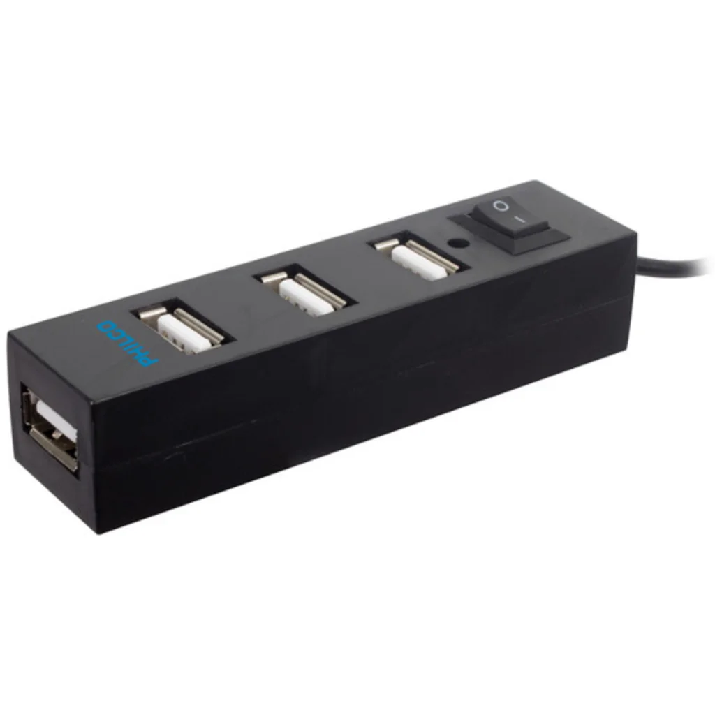 HUB Philco, USB-A a 4 Puertos USB2.0 c/Switch color Negro