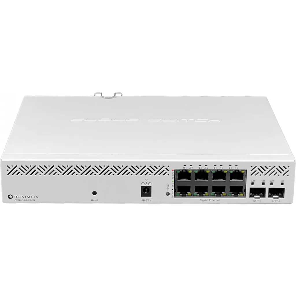 Imagen 5 de MIKROTIK 8-1000-PoE 140W-tot 2-SFP+10G Switch Rack 100-240VAC 48-57VDC