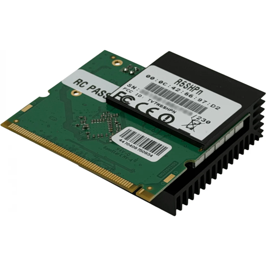 Imagen 1 de MIKROTIK 1-MMCX 29DBM 5GHZ A/N125 800MW AR9220 MINIPCI 9-LED