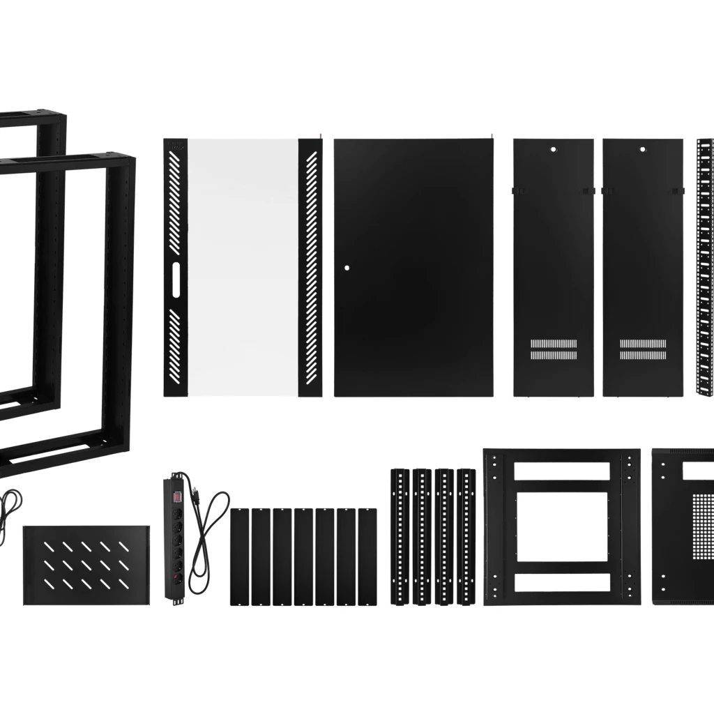 Imagen 1 de LINKMADE Desarmado 22U Vidrio 60cm-Fondo Rack Ventilador PDU 3-Cajas