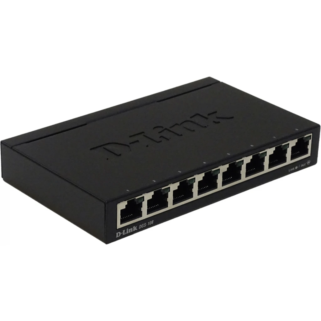 Imagen 1 de Switch D-link DGS-108, 8 Puertos 10/100/1000 16 Gb/s, Gigabit Plug&Play