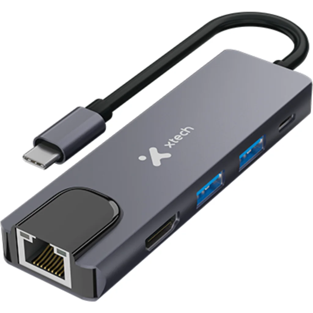 Xtech - Hub - 5 puertos - 5-in-1 USB-C(r) RJ-45  XTC-5