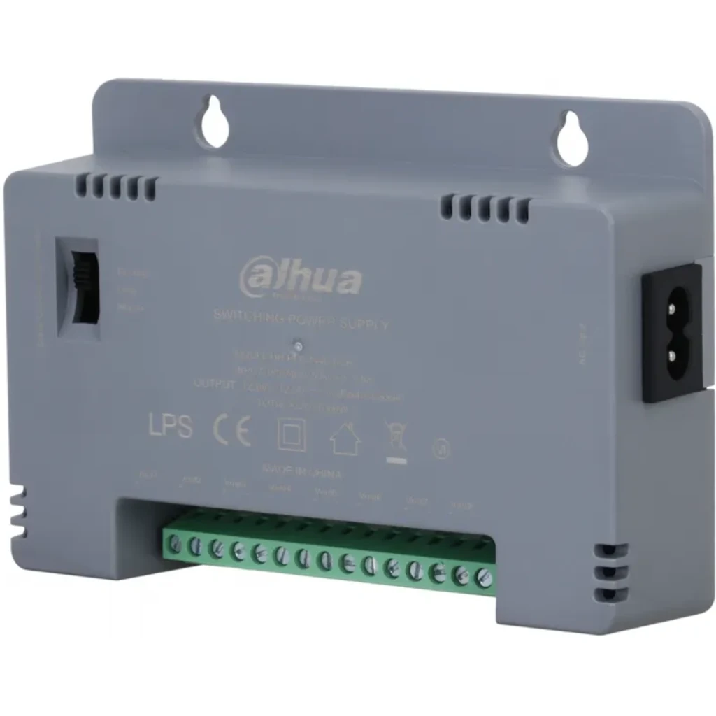 Imagen 2 de DH-PFM344D-8CH-EN. Fuente de poder Dahua de 8 canales, fuente entrega un maximo de 12W por canal considerando un maximo de 60Watt de entrega en el total de sus salidas.