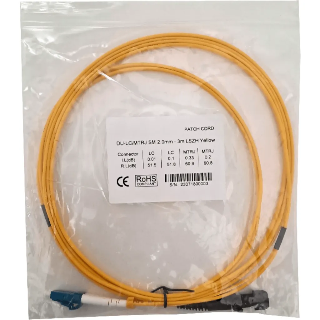 Imagen 1 de 3mt LC-MTRJ MonoModo SM Duplex Jumper Cable Fibra 2.0mm 9/125um