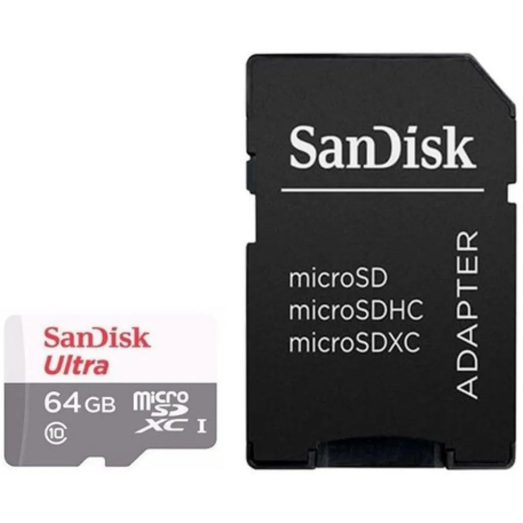 Memoria MicroSDHC 64GB SanDisk UHS-I CL10 Lectura 100MB/s Con Adaptador