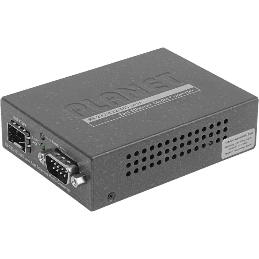 PLANET 1-SFP-100 1-DB9-M RS232 RS422 RS485 5VDC Convertidor Ethernet