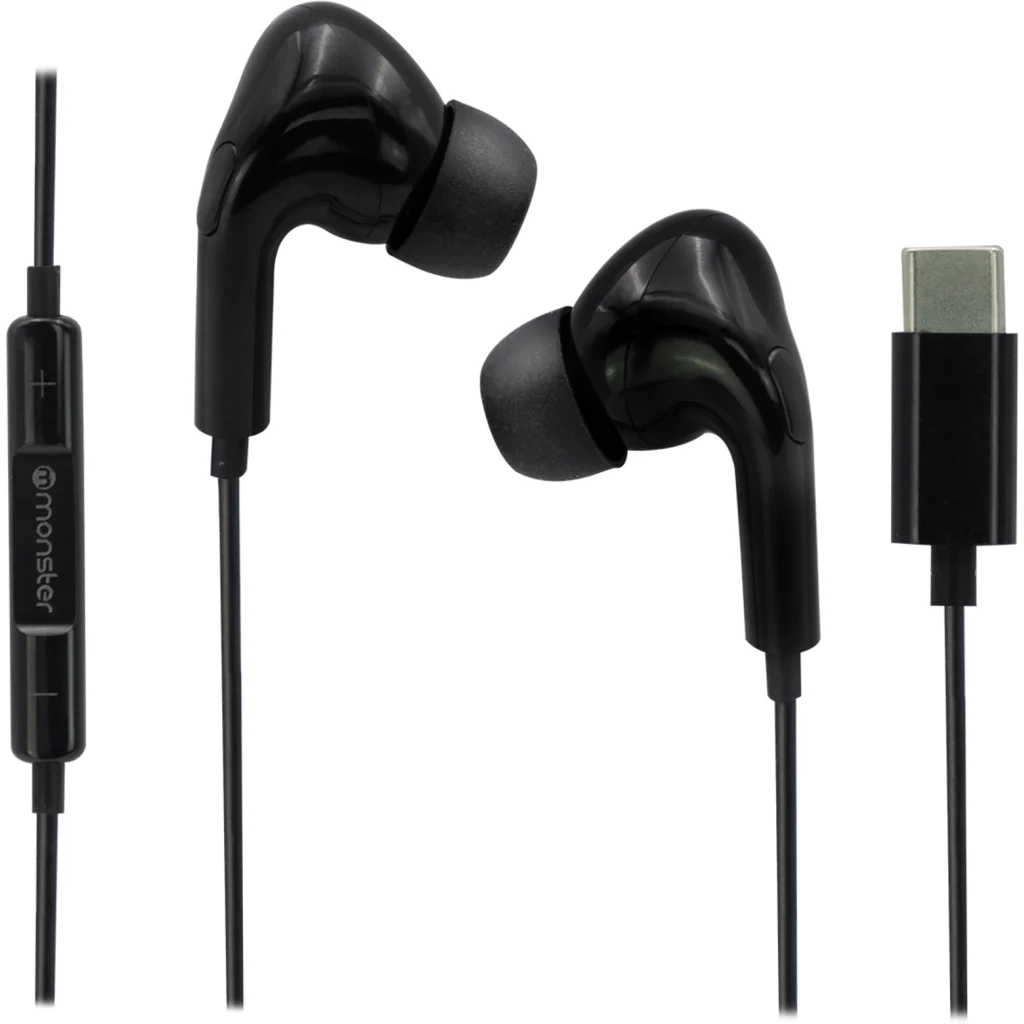 C21BK  AUDIF. MONSTER ALAMBRICO M/LIBRES TYPE-C NEGRO