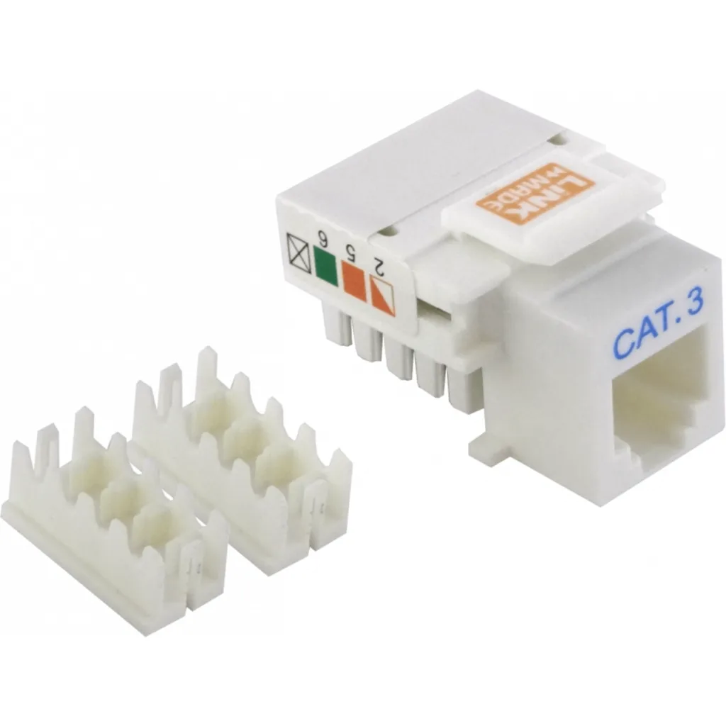 LINKMADE Blanco Cat3 RJ11/RJ14 6P4C Hembra Punchable Keystone