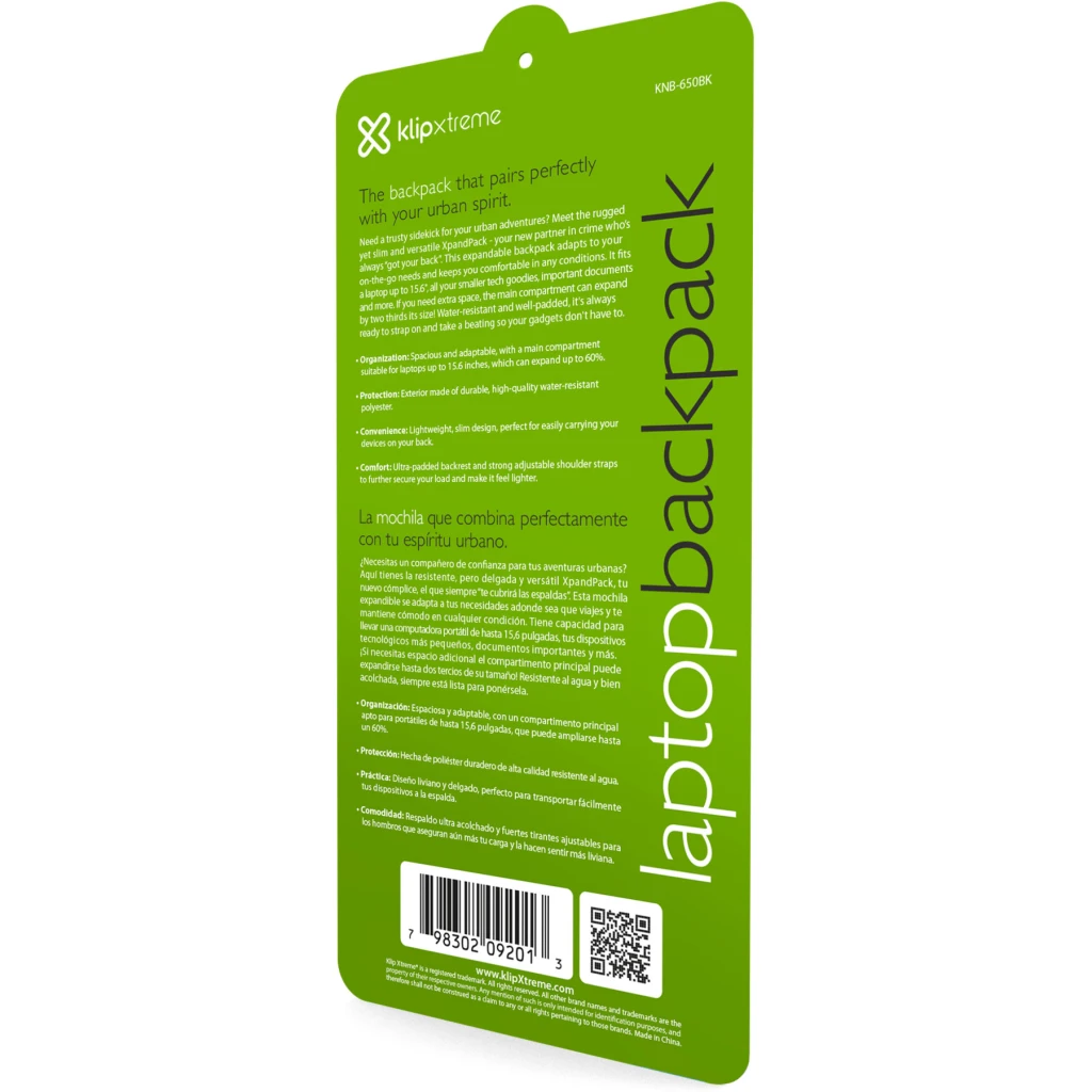 Imagen 10 de Mochila KlipX XpandPack para Notebook 15.6" Polyester Resistente agua Color Negr