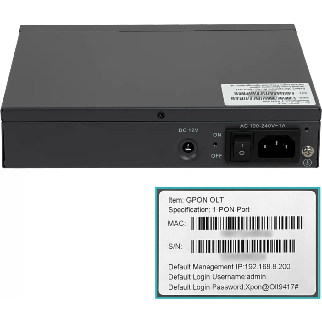 Imagen 2 de OLT GPON 2-1000 1-SC/UPC 1-SFP+10G USB-C-Consola 12Vdc/240Vac