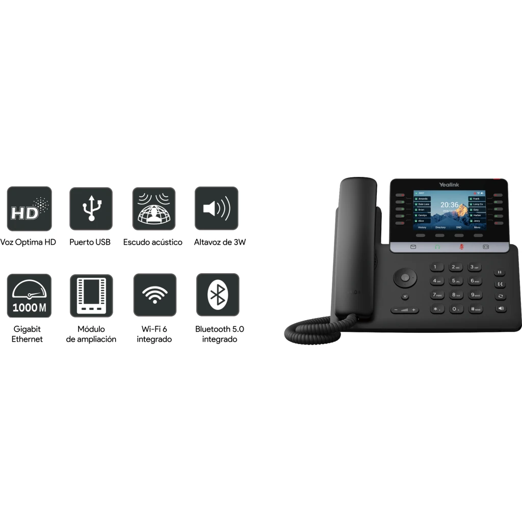 "Telefono IP empresarial  pantalla color de 3,5"", audio HD cancelacion de ruido