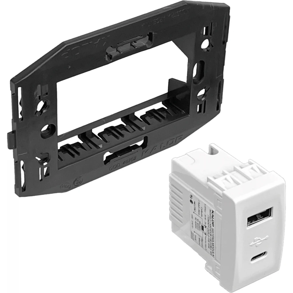 Imagen 4 de KALOP Type-C 1xUSB-C 1xUSB-A Total 3A 10W 100-240VAC Bastidor KS40493