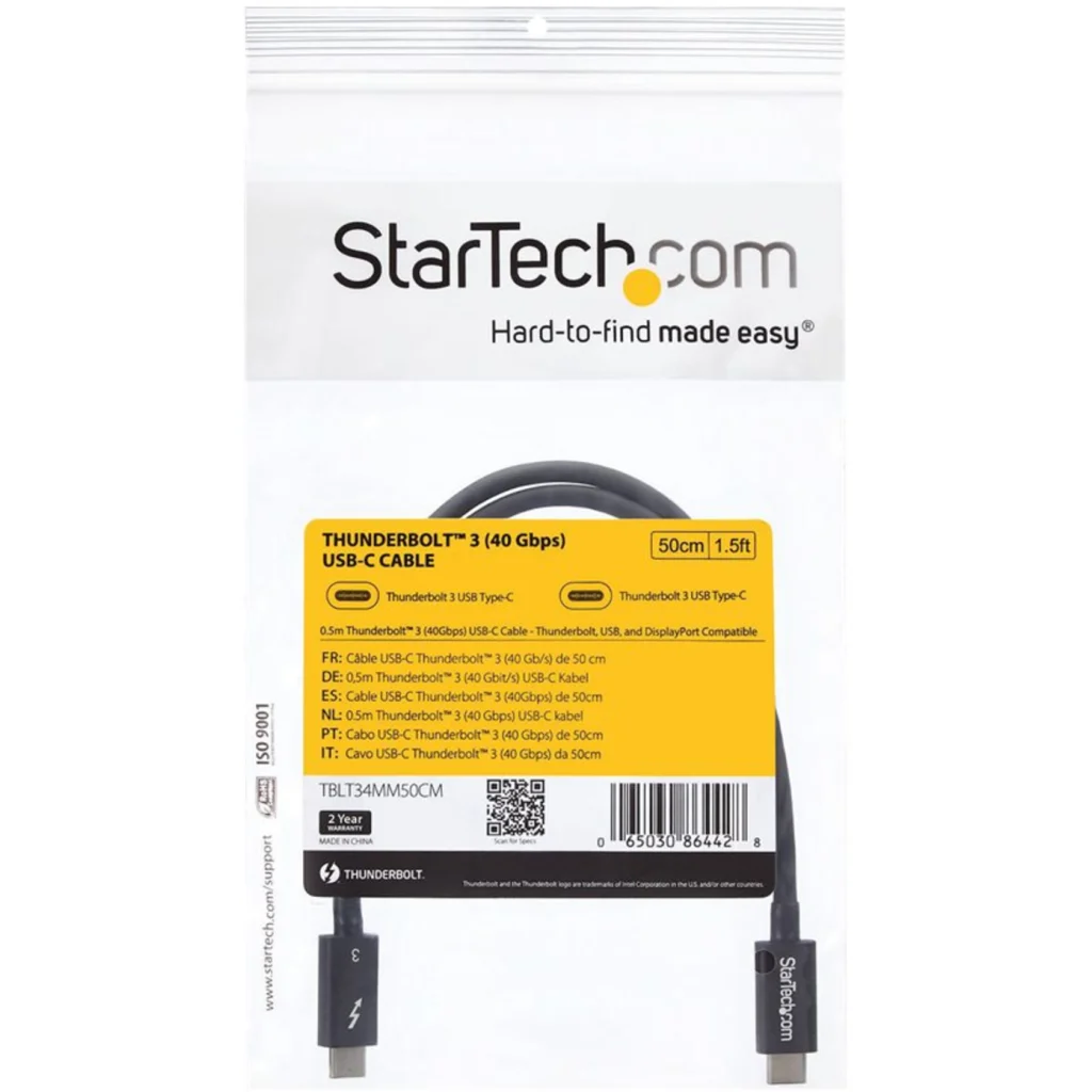 Imagen 8 de Cable Thunderbolt 3 USB-C M/M 40Gbps 0.5mts Color Negro - StarTech