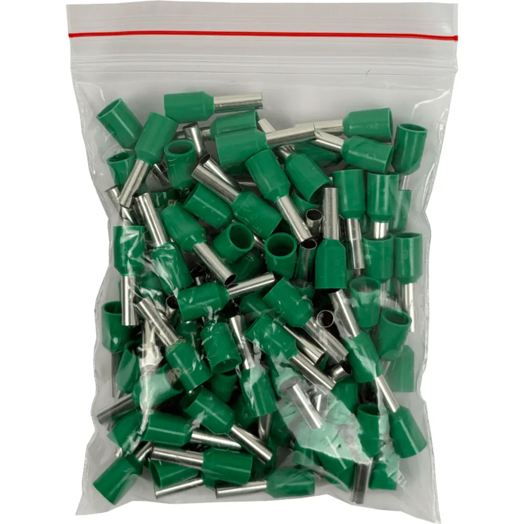Verde 2,5mm2 8/15mm 100-unids AWG14 Ferrules Terminal Aislado Crimpeab